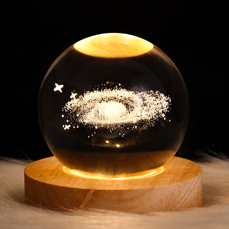 LED Night Light Galaxy 3D Crystal Ball Table Lamp