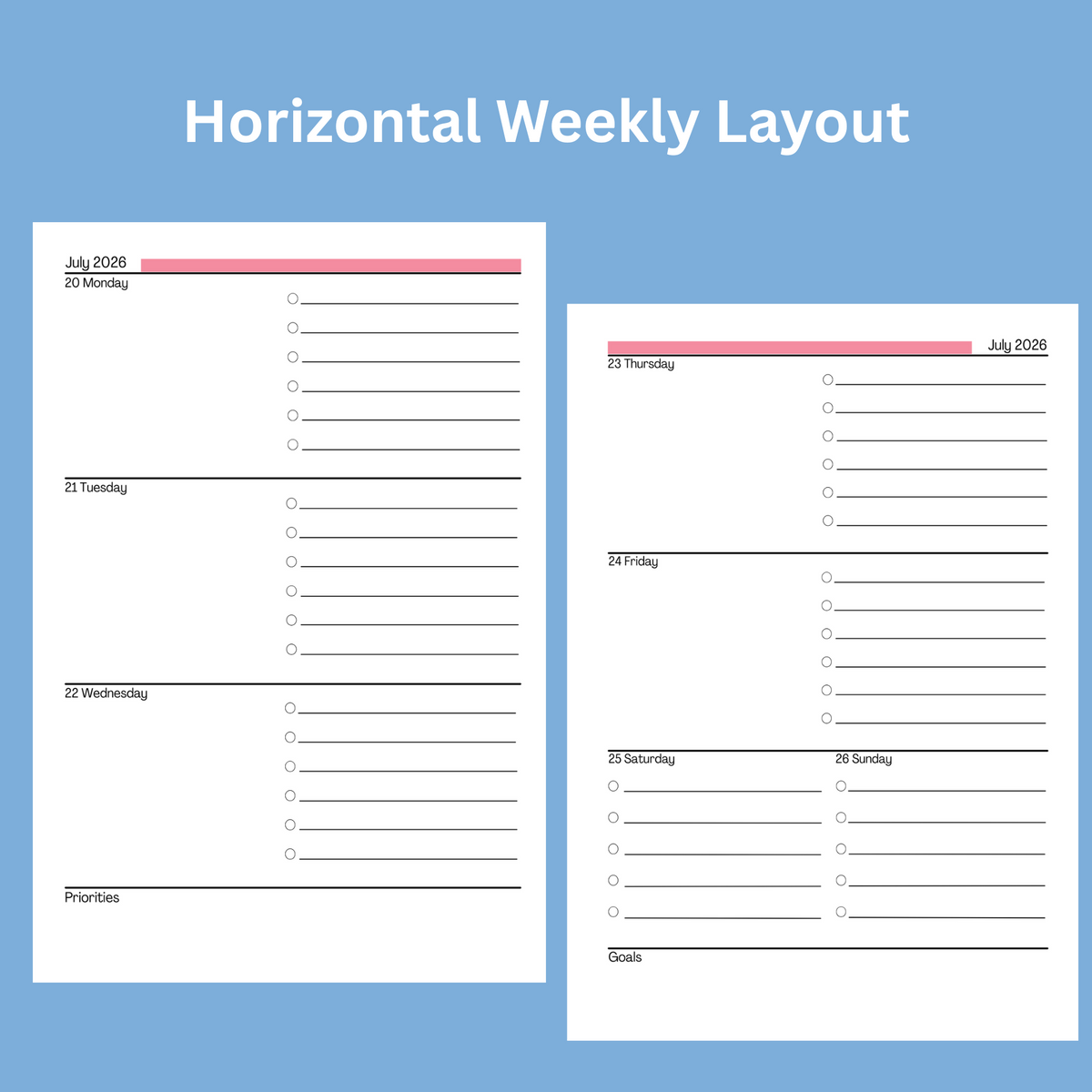 Horizontal Weekly Planner 2026: Perfect Rose | Bella Grace Planners