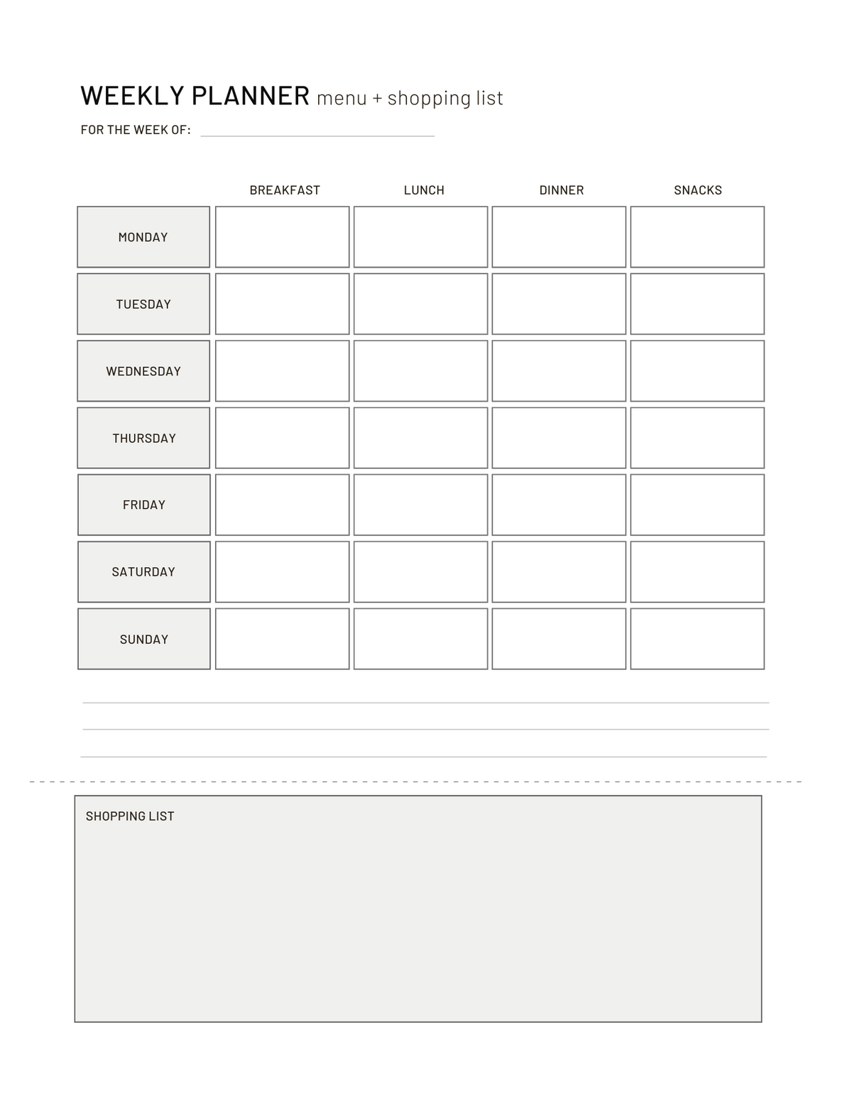 Weekly Menu Planner | Bella Grace Planners